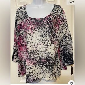 Laura Ashley Pink/Black/White Rhinestones Women's T-Shirt XL